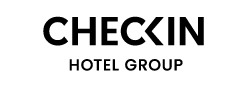 the checkin hotel group logo is black and white on a white background .