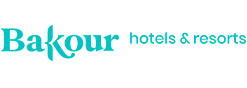 a blue logo for bakour hotels and resorts