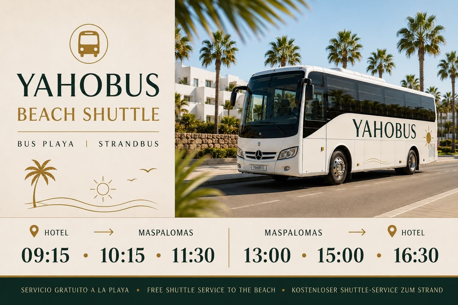 Stuur en dashboard van een bus bij Club Maspalomas
