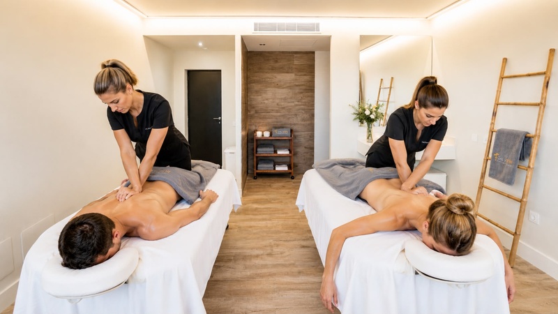 Koppel geniet van een ontspannende massage bij Club Maspalomas.