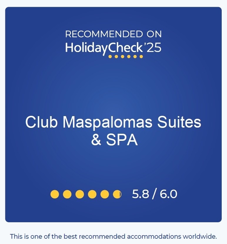 un cartel azul que dice club maspalomas suites & spa