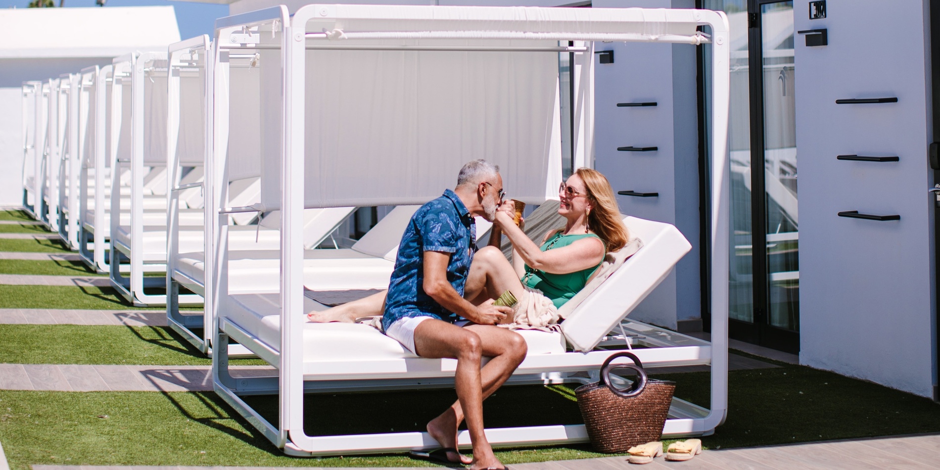 Luxury poolside daybeds at Club Maspalomas resort