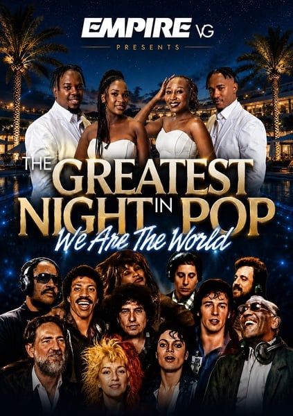 Poster 'The Greatest Night in Pop' met USA for Africa artiesten bij Club Maspalomas.