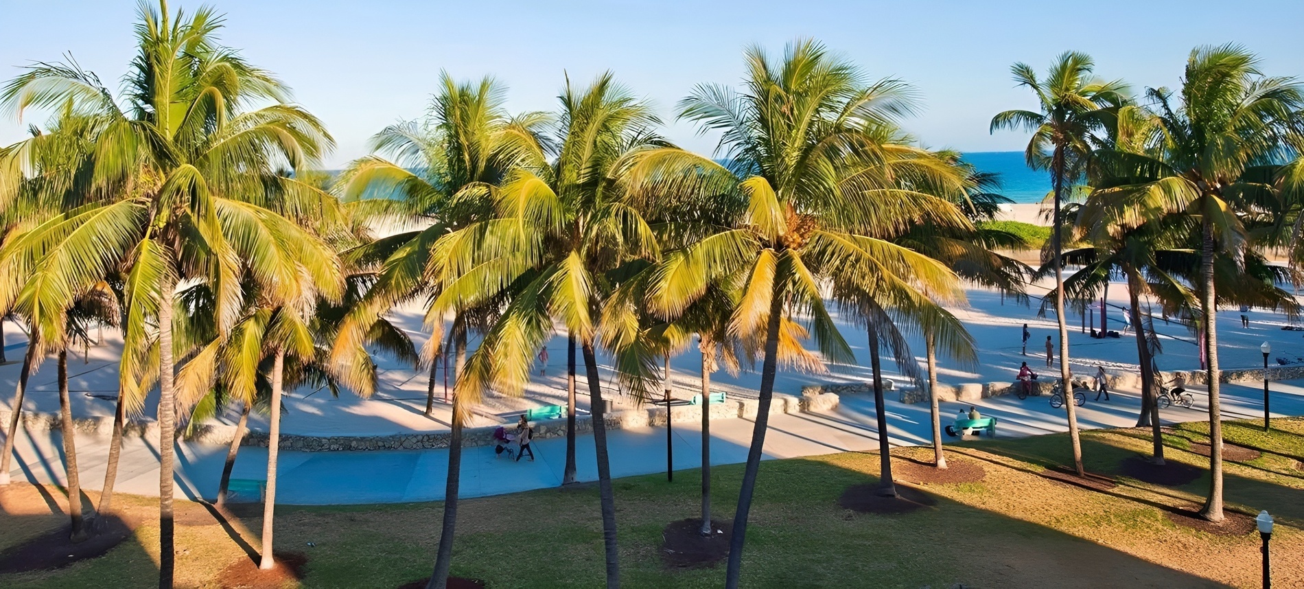 an aerial view of a beach with a city in the background