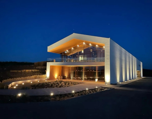 a massage table in a room with a large window