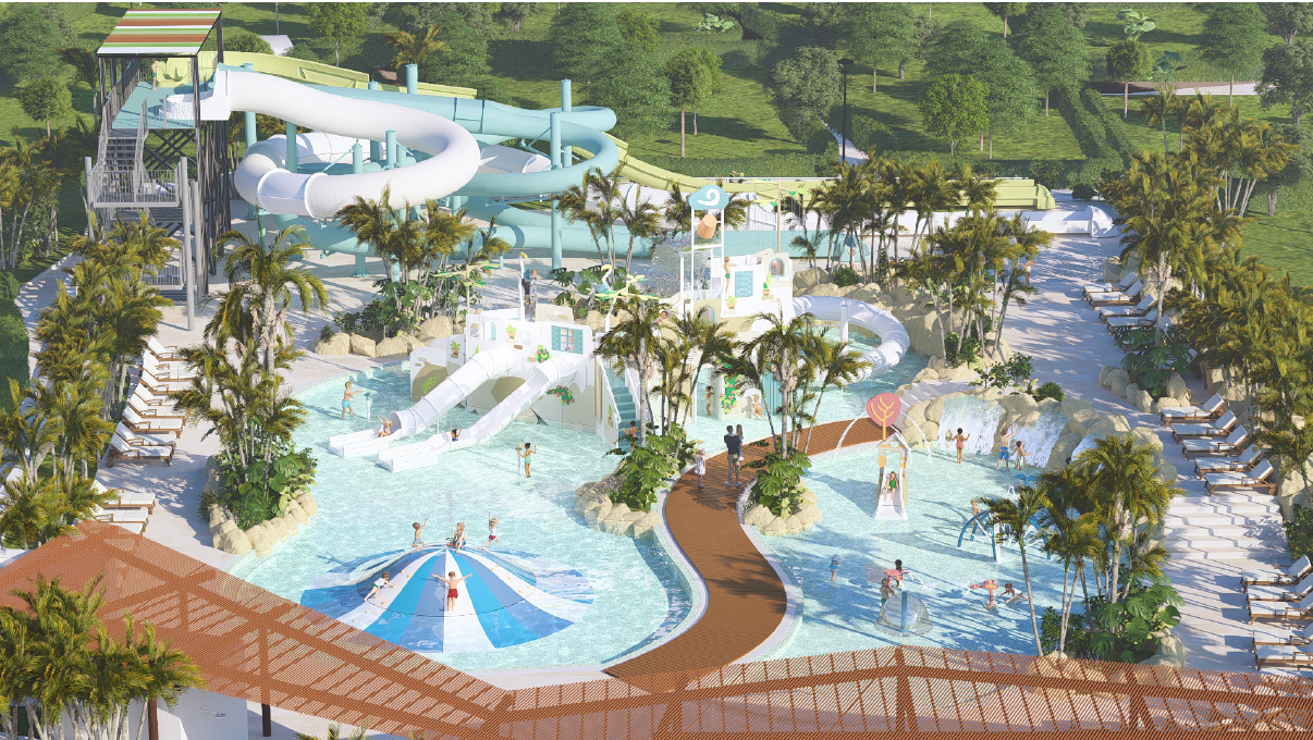 Camping Creixell: piscinas y tobogán acuático en resort familiar.