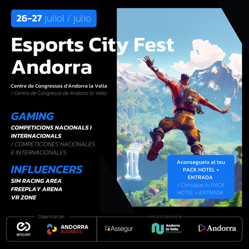 an advertisement for the esports city fest in andorra