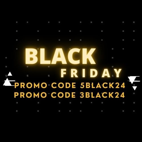 a black friday promo code for bf2024 is displayed on a black background .