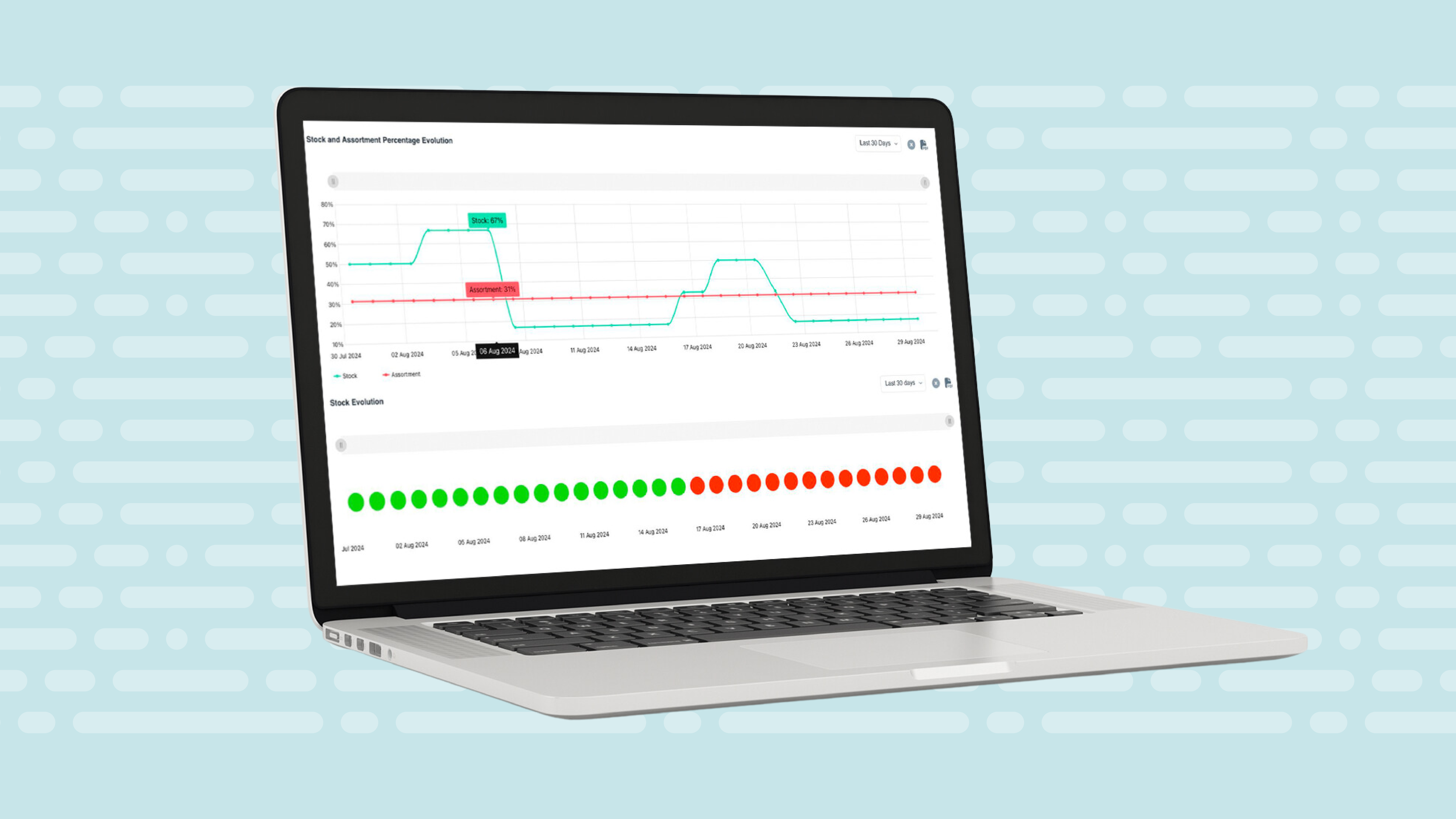 una computadora portátil con un gráfico en la pantalla