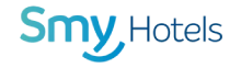 un logotipo azul y blanco para smv hoteles