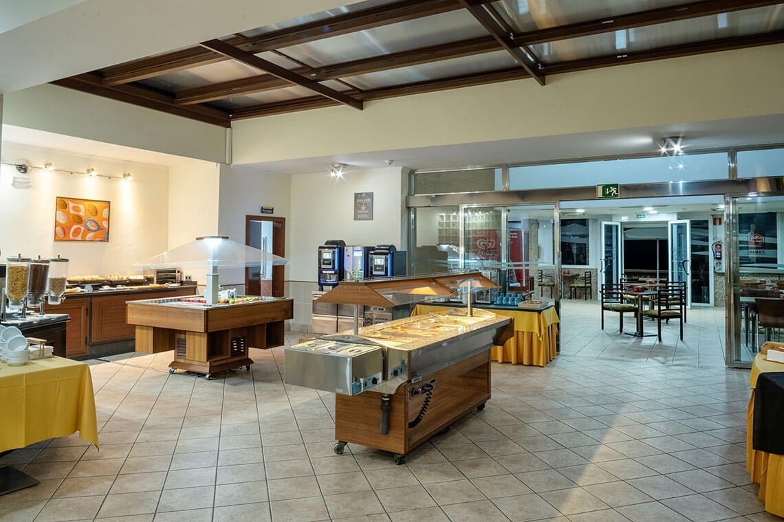 a restaurant with a sign that says exit on it