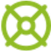 a pixel art of a green gear on a black background .