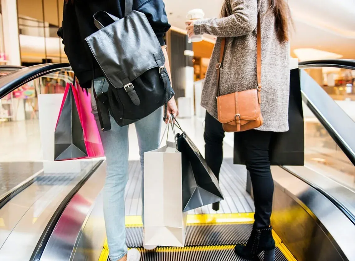 ESTIVAL: Corporate, women shopping in mall.
