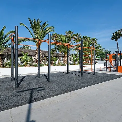 Estival Vendrell Platja: Zona de ejercicios al aire libre con palmeras.