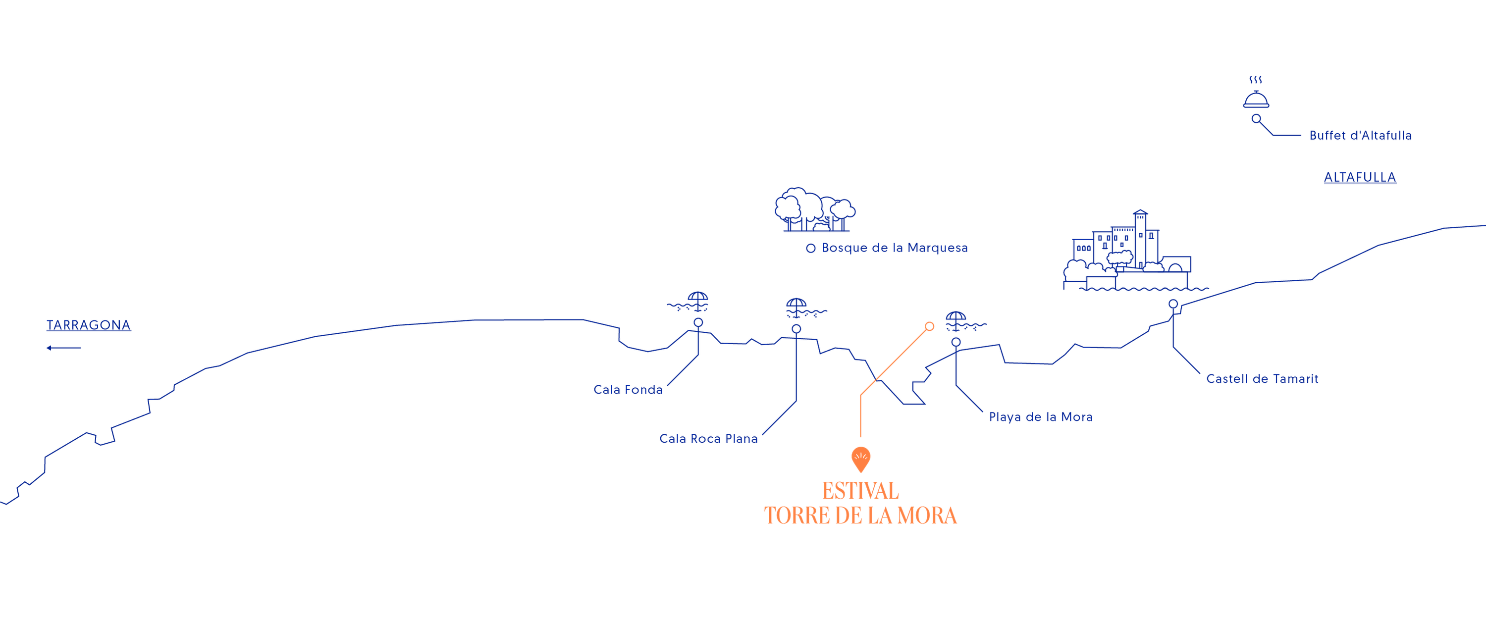 un mapa que muestra la ubicación del festival torre de la mora