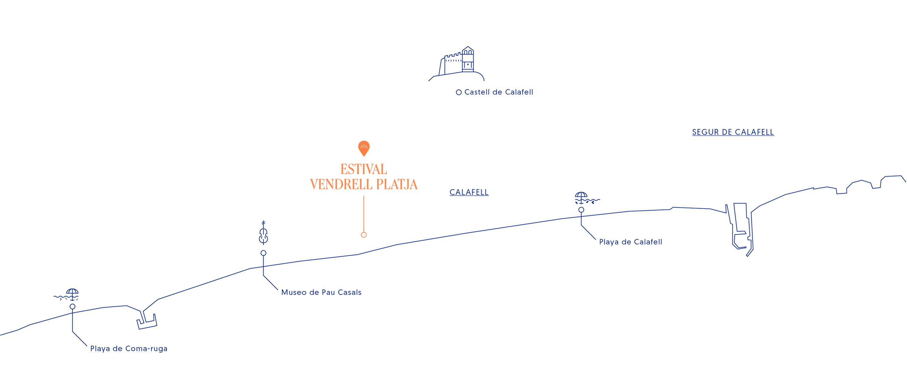 une carte montrant l' emplacement du festival vendrell plata