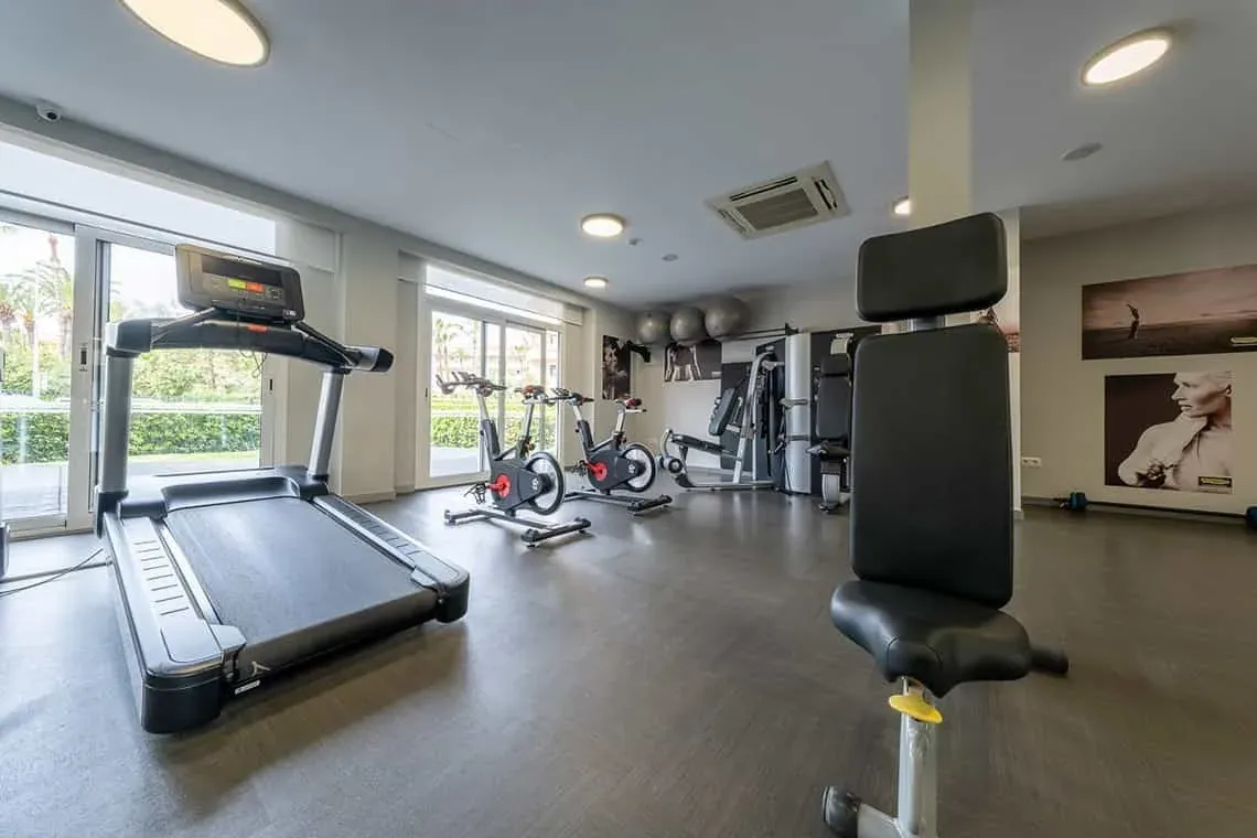 ESTIVAL: Modern gym with treadmills, bikes, and weights.