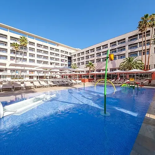 Estival Park Almaris: Pool, slide & loungers at Estival Group's Tarragona hotel.