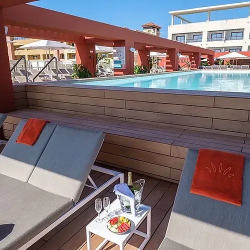Luxury poolside relaxation at Estival Park Almaris. Book your Tarragona escape with Estival Group!