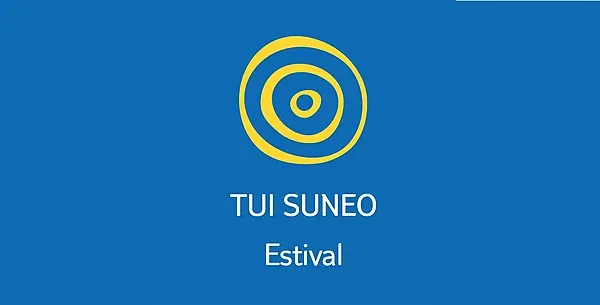 TUI SUNEO ESTIVAL: Corporativa logo featuring concentric yellow circles on a blue background.