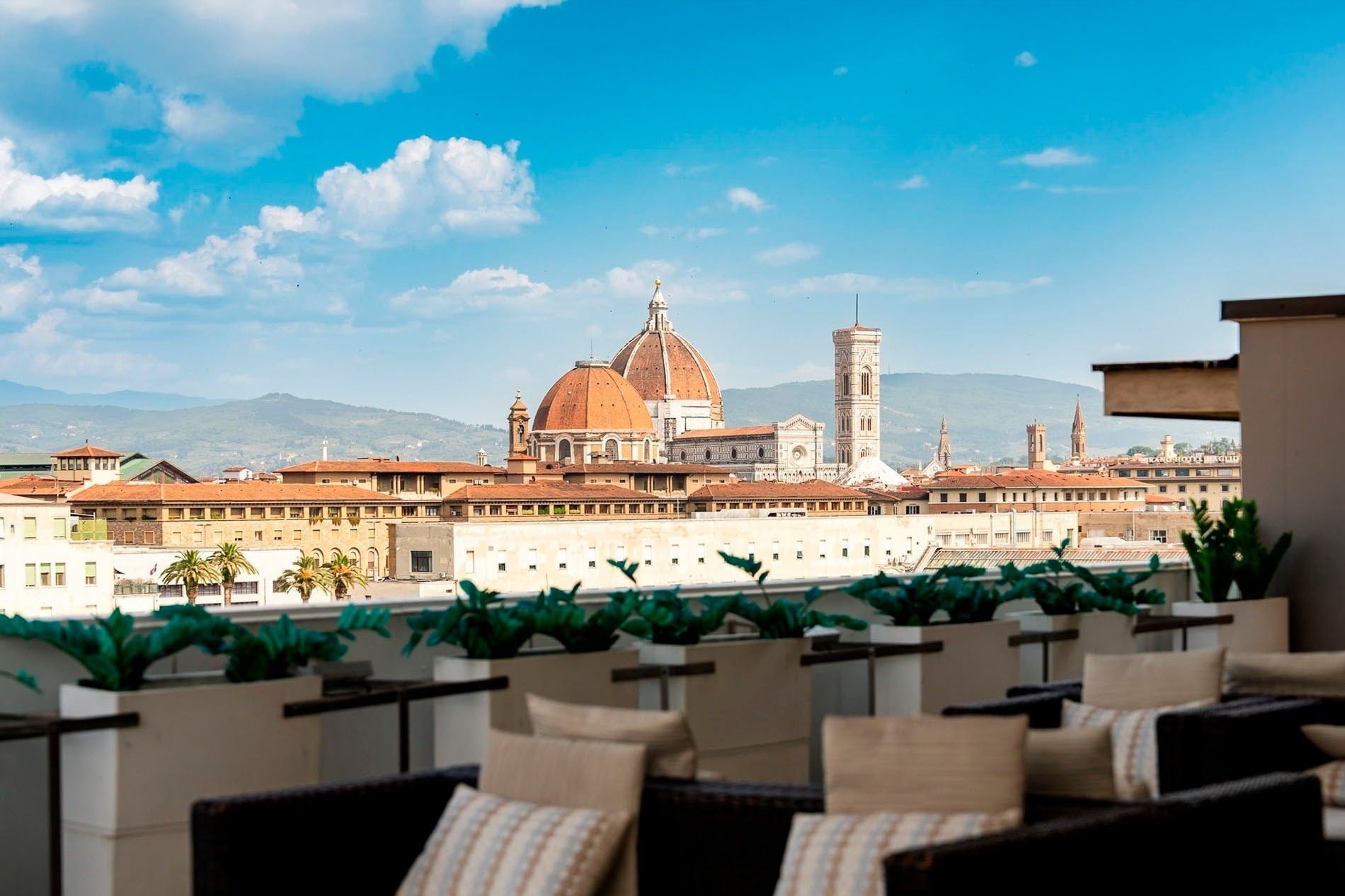 due sedie a sdraio sono in cima a una piscina circondata da alberi