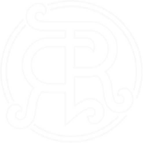 the letter r is in a circle with a swirl around it .
