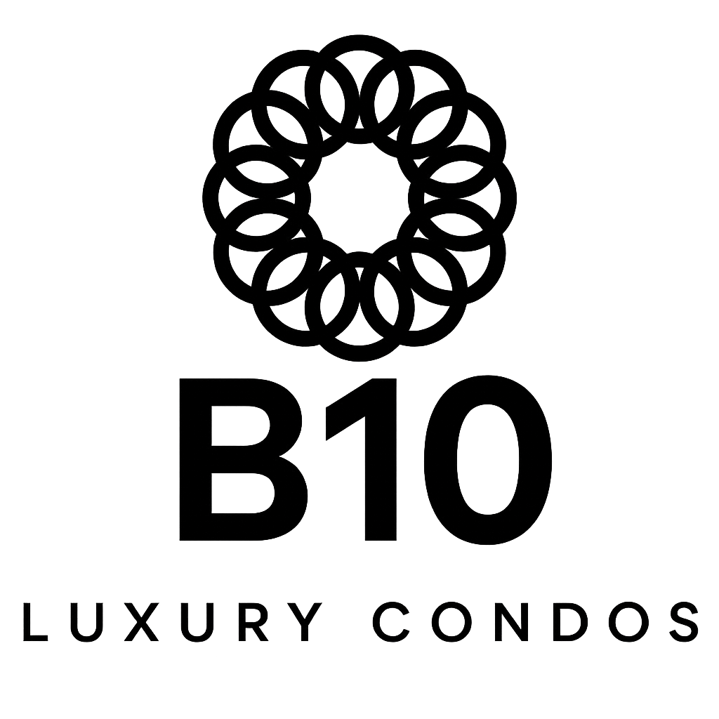 Logotipo de Distinctive Hotels: B10 con "LUXURY CONDOS" en letras blancas.
