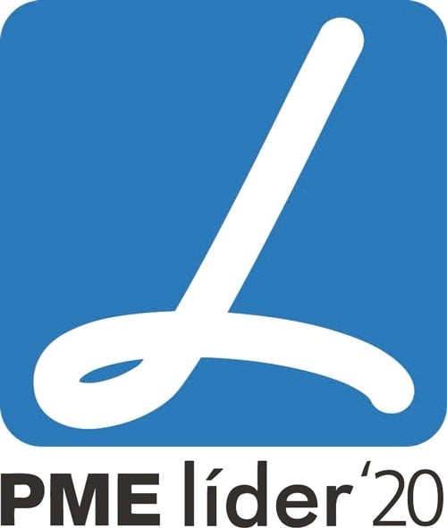 um logotipo azul com a letra l e pme líder 20