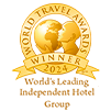 el logotipo de los premios de viaje del mundo para el mejor hotel independiente de europa