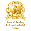 el logotipo de los premios de viaje del mundo para el mejor hotel independiente de europa