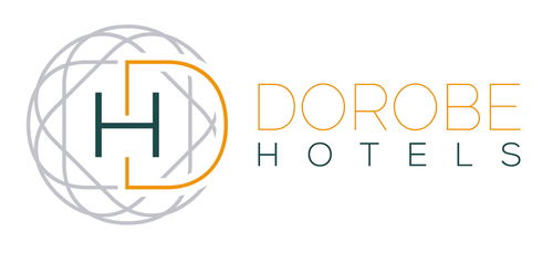 un logotipo para hoteles dorobe con una letra h en un círculo