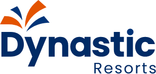 a blue and orange logo for dynastic resorts