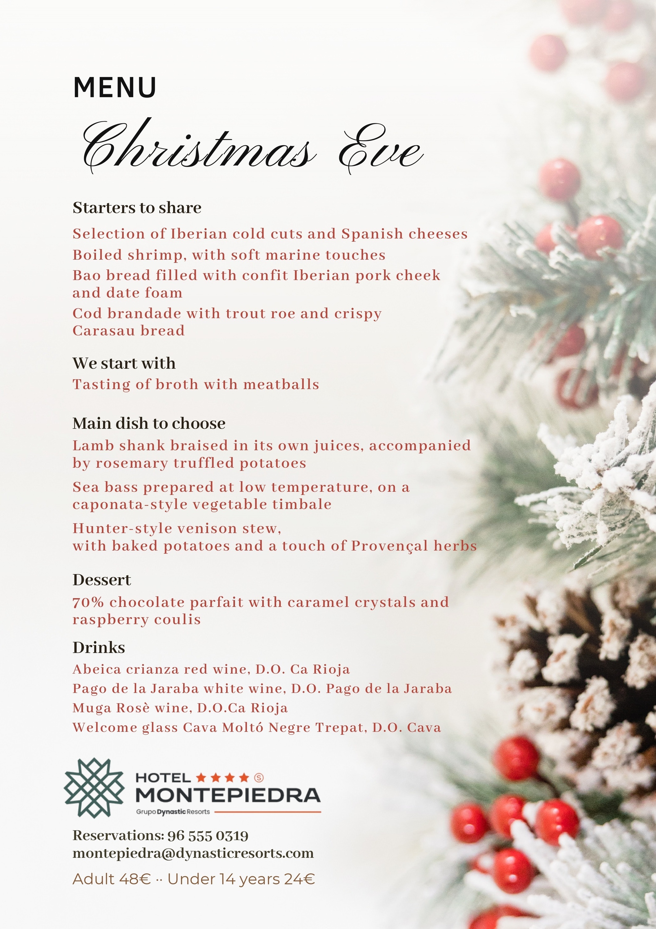 a menu for a christmas eve dinner in 2024