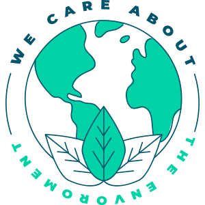 um logotipo que diz que cuidamos do meio ambiente