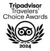 um logotipo preto e branco para os tripadvisor travelers choice awards .