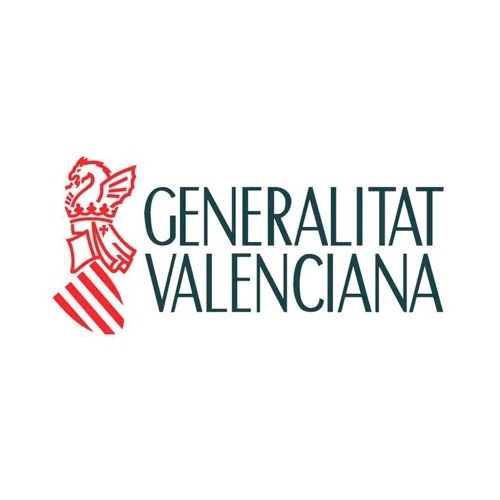 o logotipo da generalitat valenciana é vermelho e preto e tem um leão e uma bandeira .