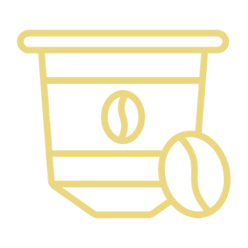 eine Kaffeetasse mit einem Kaffeebohnensymbol darauf .