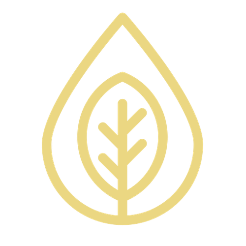 ein gelbes Symbol mit einem Blatt in einem Tropfen