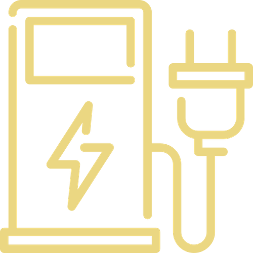 ein gelbes Symbol mit zwei Pfeilen und einem Blitz darauf .