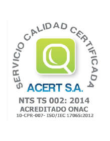 un logotipo de servicio de calidad certificada acert s.a.