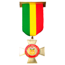 una medalla con una cinta roja , verde y amarilla