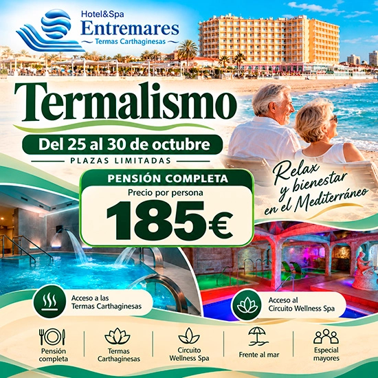 Oferta Termalismo Hotel & Spa Entremares del 25 al 30 de octubre en Hotel&Spa Entremares.
