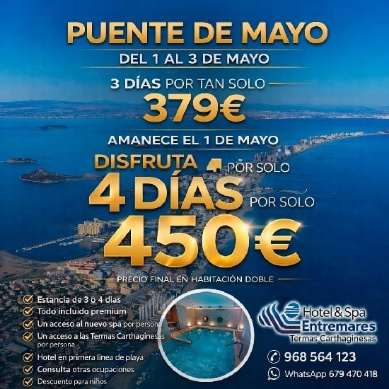 Hotel & Spa Entremares: Oferta Puente de Mayo, 3 o 4 días todo incluido, spa y playa en primera línea.