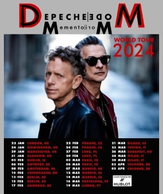 un cartel de la gira mundial de depeche mode en el año 2024