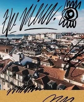 an aerial view of a city with the words " the mill " written above it