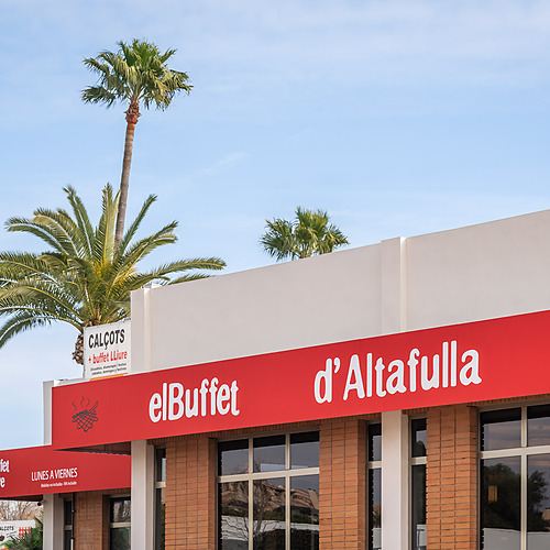 Restaurant sign for elBuffet d'Altafulla, a buffet restaurant ESTIVAL: D Altafulla.