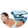 une femme est allongée sur le dos à côté d' une machine .