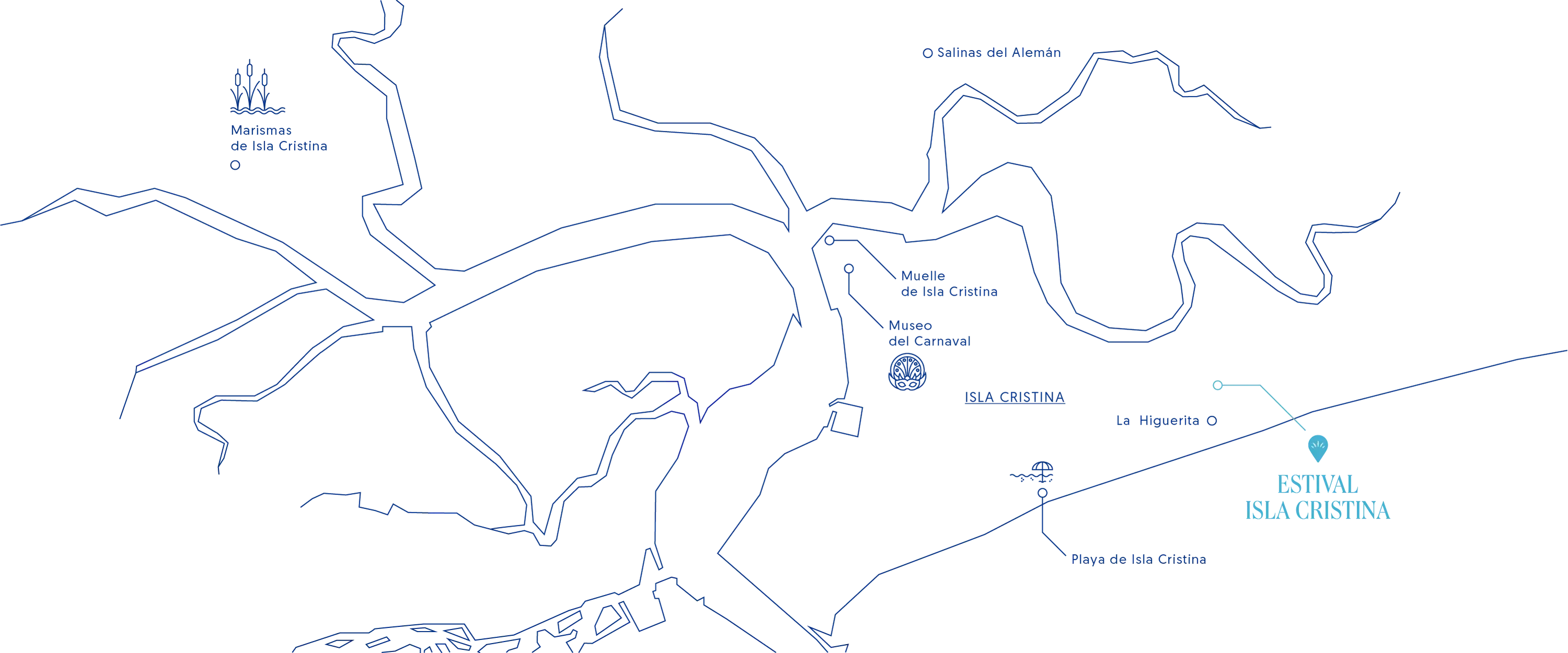 Mapa de Isla Cristina: descubre ESTIVAL Isla Cristina, playas y museos.