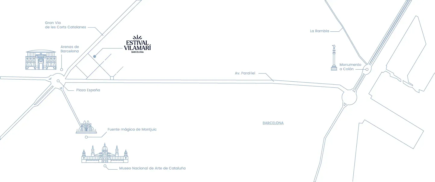 Map of ESTIVAL: Corporate showing Hotel Vilamarí and Barcelona attractions.