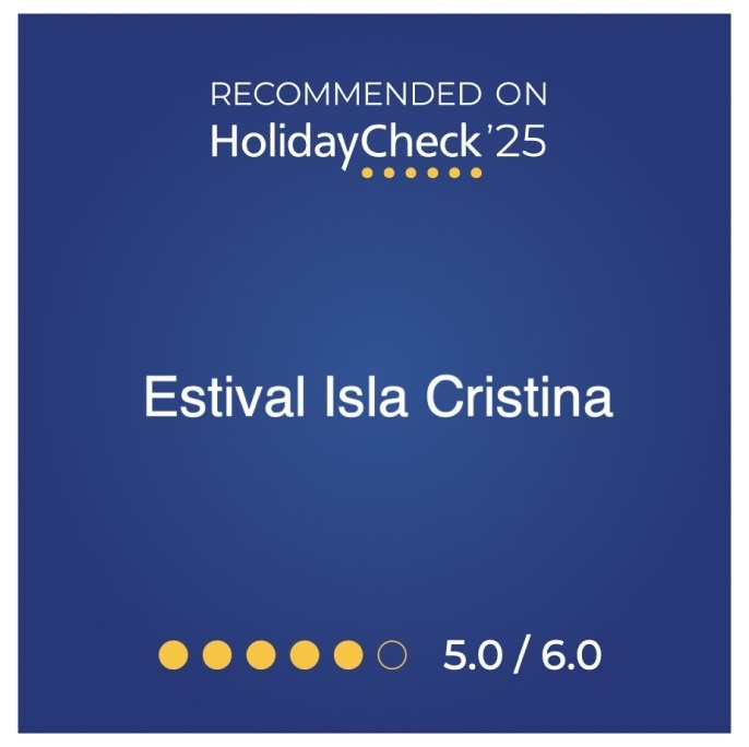 ein blauer quadratischer hintergrund mit der schrift holiday check 25